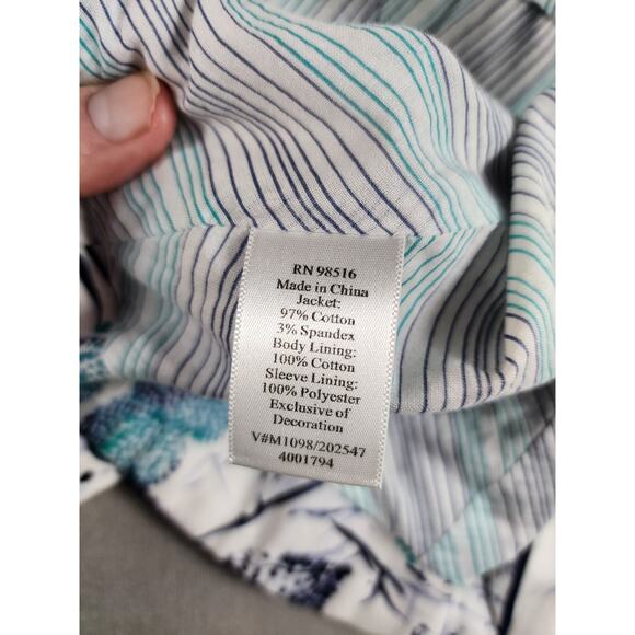 Womens Open Front Blazer Jacket Size 10 Embroidered Floral Artsy Office Church - Picture 7 of 9